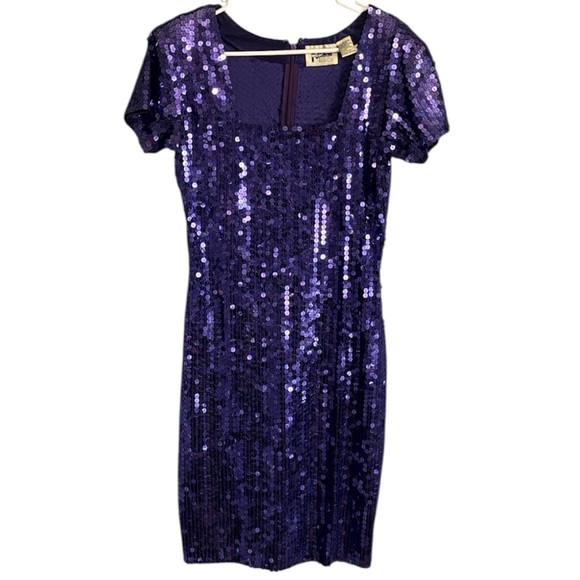 Purple Sequin Dress 80s - Picture 1 of 5